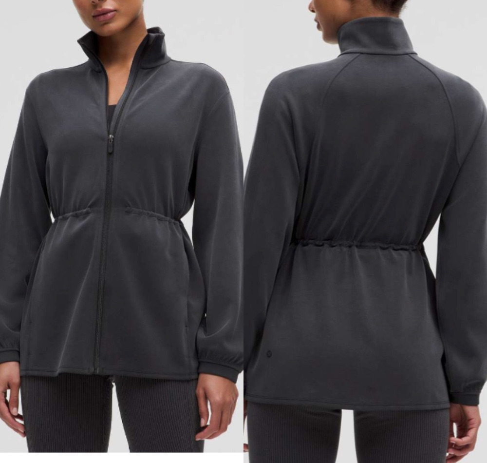 Lululemon Softstreme Cinch-Waist Full-Zip Jacket Black Size S, funnel neck, fall